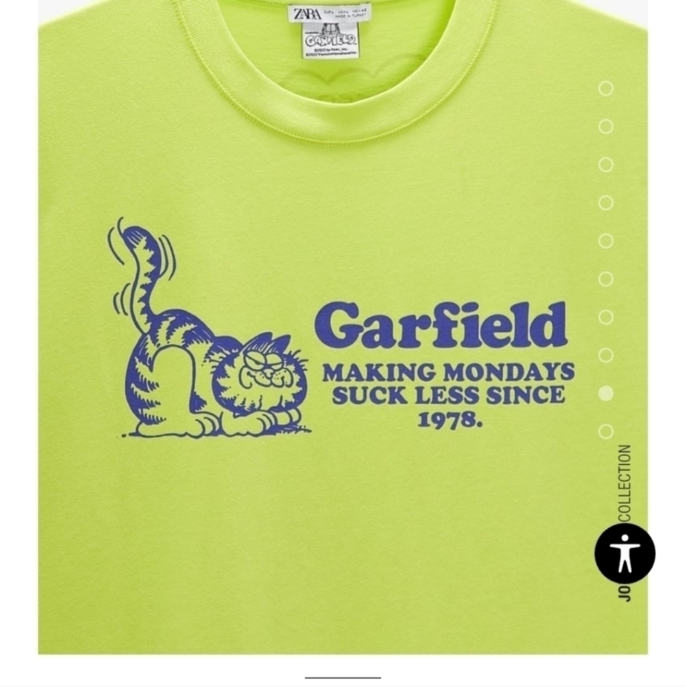 ZARA MEN WHITE GARFIELD © NICKELODEON PRINT T-SHIRT Size L #B1971 1165 405 301 - Picture 5 of 5